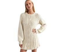 Robe-pull femme à manches longues, courte, automne, maille torsadée épaisse