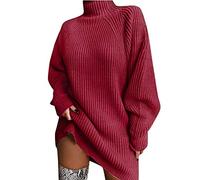 Robe Pull Femme Ample Pull A Col Roulé Femme Pull Tricot Torsadé, Tunique à Manches Longues Soiree Chic Grande Taille Vintage Chaude ÉLéGante Chandail Pullover