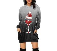 Robe Pull Femme Ample Pullover Tricot Robe De Noël Long, Sweat à capuche confortable pull décontracté pour tenue quotidienne pour Soirée Noël, Dîner en Famille, Weekend Décontracté, Cadeau Noël