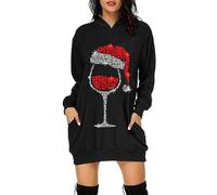 Robe Pull Femme Ample Pullover Tricot Robe de Noël Long, Sweat à capuche femme confortable manches longues pull élégant pour tenue quotidienne pour Soirée Noël Réunion Amicale Weekend Cadeau Élégant
