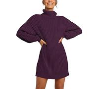 Robe Pull Femme Courte Pull A Col Roulé, Pull Tricot Torsadé Automne Hiver Chaud Manche Longue Casual Pas Cher A La Mode Chic Et EléGant Tricot Chandail Ample Jupe