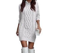 Robe Pull Femme De Noire Réveillon Chic Et Elegant Robes Hiver Mariage Noël Blanche Longue Col Roulé Sweat Vêtements Bal Manche Soiree Chemise Noel Invitée Grande Taille Tenue Soirée