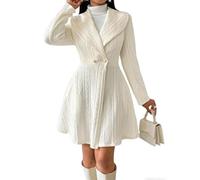 Robe Pull Femme en Maille Torsadée avec Boutons Col V Manches Longues Coupe