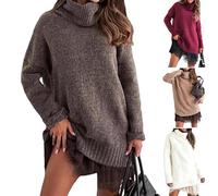 Robe Pull Femme Hiver Elegant Robe Manche Longue Hiver Femme Robes Longues Femmes Sexy Chaude Dress Jupe Col Rond Couleur Unie Mode Dress Chandail Oversize gris vert armée jaune kaki noir 3xl 6xl xxxl