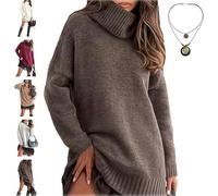 Robe Pull Femme Hiver Elegant Robe Manche Longue Hiver Femme Robes Longues Femmes Sexy Chaude Dress Jupe Col Rond Couleur Unie Mode Dress Chandail Oversize gris vert armée jaune kaki noir 3xl 6xl xxxl