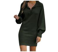 Robe Pull Femme Hiver Grande Taille Pull Polaire sans Capuche, Pull Hiver Chic Sexy Manche Longue Chic Et Elegant Mini Droite Tricot Couleur Unie Col V Pullover Sweat Moulante