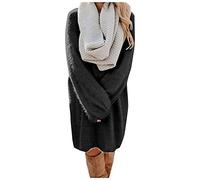 Robe Pull Femme Hiver Grande Taille Robe Courte Col Rond, Robe Hiver Manche Longue Vintage Doux Uni Tunique Mode Elegant Mini Dress Decontractees Streetwear Ample