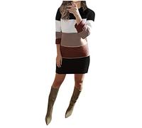 Robe Pull Femme Hiver Grande Taille Robe Courte Col Rond, Robe Moulante Manche Longue Tricot Pullover Chandail LâChe Chic Et Elegant Confortable Casual Doux Bandes D'éPissage