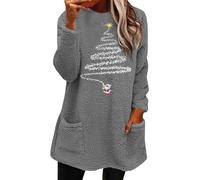 Robe Pull Femme Pull Hiver Chaud Chic Pullover Col Rond Sexy Casual Robe Manche Longue en Polaire Sweater Couleur Unie Imprimée Noel Dress Oversize Chandail Jupe Enveloppante