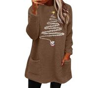 Robe Pull Femme Pull Hiver Chaud Chic Pullover Col Rond Sexy Casual Robe Manche Longue en Polaire Sweater Couleur Unie Imprimée Noel Dress Oversize Chandail Jupe Enveloppante