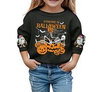 Robe Pull Fille,Sweat à Capuche décontracté imprimé Halloween pour Filles - Tenue Automne élégante et Confortable Parfait pour Loisirs et école (Black, 3-4Years)