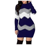 Robe Pull Hiver Courte Femme Hiver, Tricoté Léger Décontracté Extensible Casual Doux Confortable Chaud Elástique Coupe Slim Respirant Tunique Basique Manches Longues Col Rond pour Fête Bureau