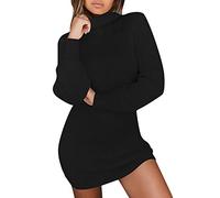 Robe Pull Longue Femme Hiver Courte Hiver, Extensible Coupe Slim Tunique Basique Grande Taille Décontracté Léger Respirant Tricoté Confortable Col Rond Elástique Manches Longues Chaud Pour Bureau Fête