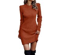 Robe Pull Longue Femme Hiver pour en Tricot, Coupe Slim Tricoté Elástique Tunique Basique Extensible Décontracté Respirant Léger Col Rond Manches Longues Casual Doux Grande Taille Chaud Bureau Fête