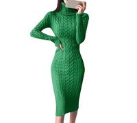 Robe Pull Longue Femme Hiver Pull A Col Roulé, Robe DéContractéE Grande Taille Midi TricotéS Chaude Pullover Gros CâBle Tricot Tenue Couleur Unie avec Fente Chic
