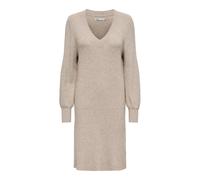 ONLY Robe en Tricot midi col en V Manches Ballon élégant pour Femme, Couleurs:Beige, Taille:M