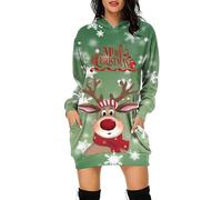 Robe Pull Noël Manche Longue Top Automne Hiver Tricoté, Sweat-shirt à capuche pours manches longues vêtement confortable avec poche pour Soirée Noël Dîner en Famille Weekend Cadeau Tendresse