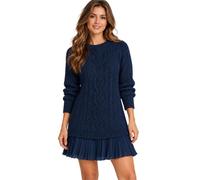Robe pull pour femme en tricot torsadé à manches longues plissée pour | 90 % polyester, 10 % élasthanne, sensation douce et flexible, forme décontractée, bordure côtelée, bureau comme w nd