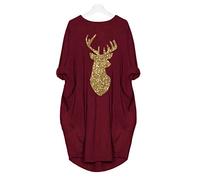 Robe pull pour femme - Robe de Noël ample - Grande taille - Col long - Robe à paillettes