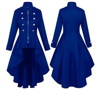 Robe punk pour femme avec fermeture éclair - Robe midi médiévale - Manches longues - Col montant - Manteau vintage - Mode gothique - Palais - Vêtements d'Halloween - Dresse - Carnaval - Fête