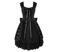 Robe punk pour femme, vêtements gothiques, costume d'Halloween vintage, Renaissance victorienne, carnaval, robe de fête, robe de bal, costume de carnaval pour cosplay, Noir , S