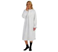 Robe Pyjama Femme Longue Chemise Pyjamas pour Femme et Homme avec Col Bouton et Manches Longues Coupe Fluide Rétro Chemisier de Nuit Confortable Élégante Blanche Costume de Soirée Pyjamas (White, S)
