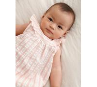 Robe rayée en seersucker naissance rose 9M(71CM)