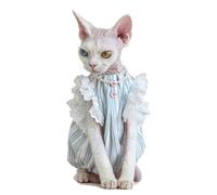 Robe Rayée pour Chat Sphynx Gilet sans Manches pour Chatons sans Poils | Body En Mélange De Coton Doux Avec Encolure Élastique Et Jolie Bordure En Dentelle Pour Cosplay D'été(XXL+)