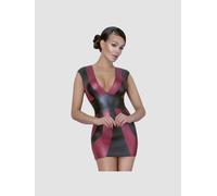 Robe Rayures Effet Cuir Mat Rouge & Noire