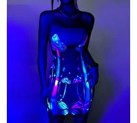 Robe réfléchissante Y2K sans manches sexy avec imprimé de champignon qui brille dans le noir pour Halloween L,M,S,XL,XS,XXL,XXS,XXXL,XXXXLAnimal,PlantesTissu tricoté