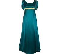Robe Régence en Satin - Robe de Bal Vintage - Style Victorien - Taille Empire - pour Femme, Vert, XX-Large