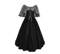 Robe Renaissance pour femme, robe gothique à manches évasées avec lacets, style victorien, grande taille, vintage, médiéval, cocktail, slim fit, costume d'Halloween, fête princesse de soirée, 02 Gris