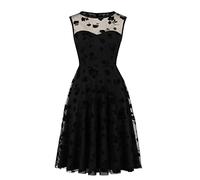 Robe Rétro des Années 1950 pour Femmes Vintage élégante De Soirée Cocktail Mariage Fête 50 Rockabilly Plissée Swing Robe Noir XL