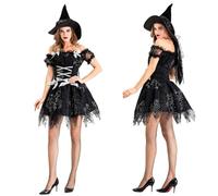 Robe RéTro Femme Robe Dentelle Chic, DéGuisement Adulte SorcièRe E ScèNe De FêTe Sexy à Corsage en Queue D'Hirondelle Squelette Grim Reaper Faucheuse Day of The Dead