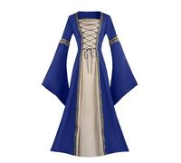 Robe rétro Médiévale Femme Gothique Deguisement Medieval Costume Femme Moyen Age Renaissance Dress Rétro à Manches Flares pour Halloween Carnaval Robe Medievale Femmes Grande Taille Pas Cher