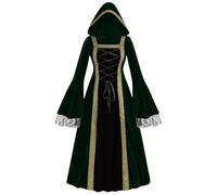 Robe rétro Médiévale Femme Renaissance Robes Grande Taille Deguisement Medieval Costume Manches Trompette Reine Victorienne Gothique Robe Maxi Carnaval Halloween Fête Cosplay Carnaval Victorie Dress