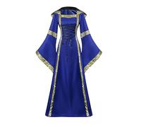 Robe rétro médiévale pour femme - À manches trompette - Style victorien, Renaissance, gothique - Costume de carnaval, de princesse - Pour les fêtes, Halloween - Grandes tailles - 2025