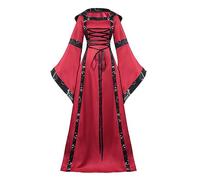 Robe rétro médiévale pour femme - À manches trompette - Style victorien, Renaissance, gothique - Costume de carnaval, de princesse - Pour les fêtes, Halloween - Grandes tailles - 2025