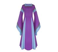 Robe rétro médiévale pour femme - À manches trompette - Style victorien, Renaissance, gothique - Costume de carnaval, de princesse - 2025 - Pour les fêtes, Halloween - Grandes tailles