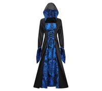 Robe rétro médiévale pour femme - À manches trompette - Style victorien, Renaissance, gothique - Costume de carnaval, de princesse - Pour les fêtes, Halloween