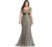 Robe RF7T7 Élégante dentelle taille empire col en V manches manches grande taille robes de soirée sirène 08798PL Taille-54 54