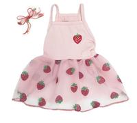 Robe rose fraise pour chien et chat pour petits chiens et filles, robe de princesse mignonne pour chiot, jupe tutu pour chihuahua, nounours de Poméranie, robe d'été d'anniversaire, vêtements de