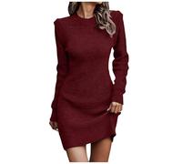 Robe Rouge Longue Noel Robe de Soiree Femme Chic et Elegant Robe Moulante Longue Robe Nouvel an Femme Robe Manche Longue Fente à l'ourlet Noël Halloween Robe Sexy Courte Femme Chic Jupe Fendue Devant