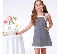 Robe Salopette Jean Rayée Lola Bleu Marine Blanc 11/12A
