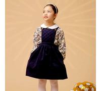 Robe salopette velours ecolière bleu marine 13/14A