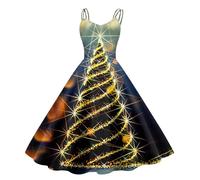 Robe sans Manche Femme Robe Tunique DéContractéE Mi Longue, VêTements De SoiréE Chic Imprimé Festif Casual pour FêTe Et Rassemblement Confortable Et Tendance pour RéVeillon