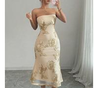 Robe sans manches à décor floral 3D en maille, style vacances pour femmes L,M,S,XLUnicoloreTissu tricoté