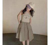 Robe sans manches avec bloc de couleurs et imprimé lettres, vêtements d'été décontractés pour préadolescentes, retour à l'école 8Y,9Y,10Y,11Y,12YRayé,PlantesPolyester