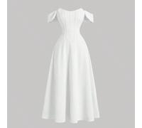 Robe sans manches vintage à baleines pour femmes, blanche, d'été, élégante, robe de soirée pour invitée de mariage, robe de bal formelle, robe de retour à la maison rétro de la Renaissance L,M,S,XL,XS