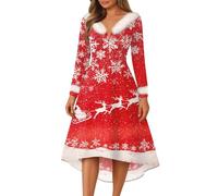 Robe Sapin de Noel Femme Reveillon Pull Pere Noel Costume Elegant Orientale Grande Taille Patineuse Nouvel Habillée Ceremonie Costume Noël Femme Fete Noël Longue Manche Robe Dos Nu M